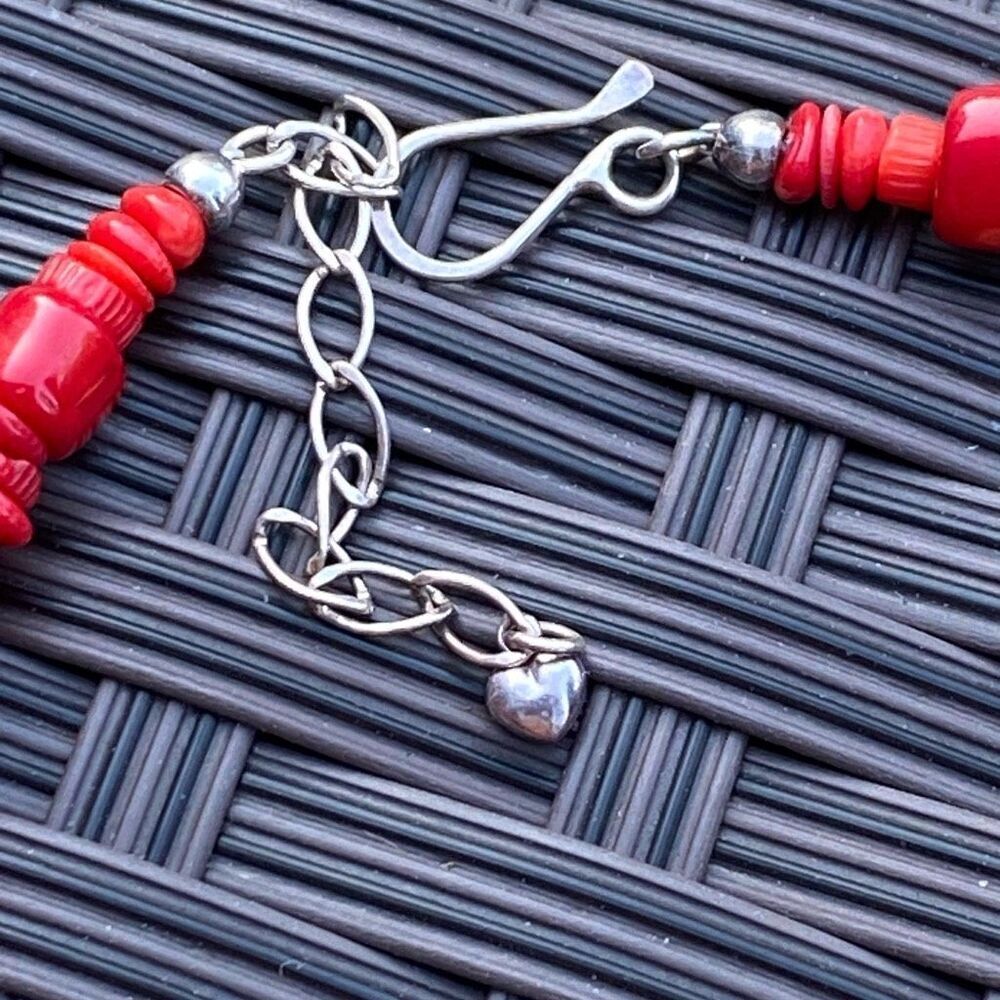 JAY KING RED BAMBOO CORAL BEADED CHUNKY NECKLACE - Picture 3 of 10